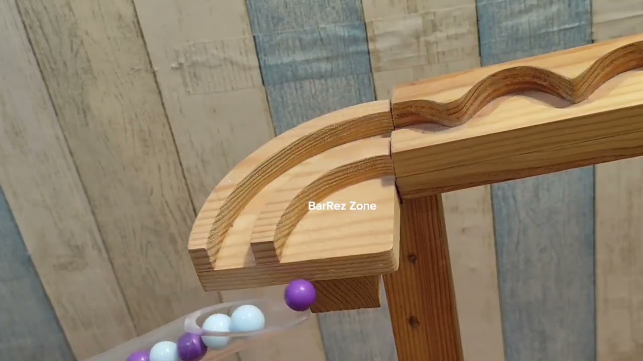 ASMR marble run #17 with wooden and colour marbles
