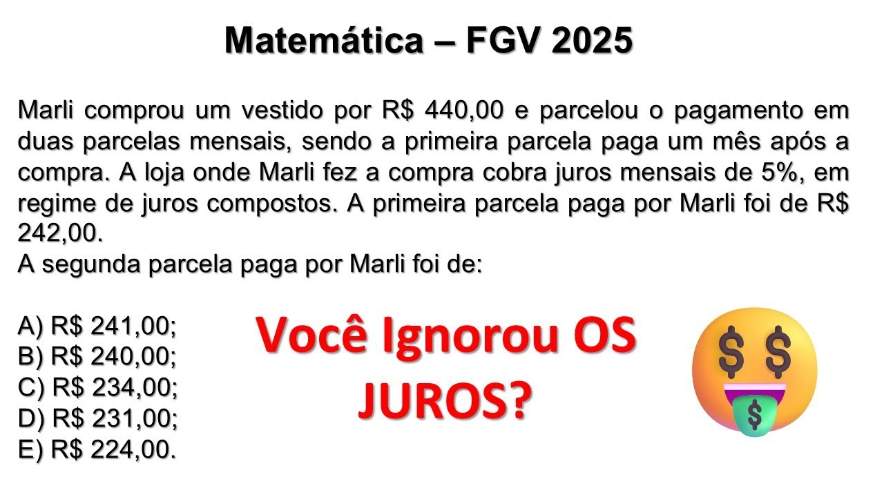 FGV PEGA GERAL! Juros Compostos no Parcelamento que Confundem Candidatos 😱