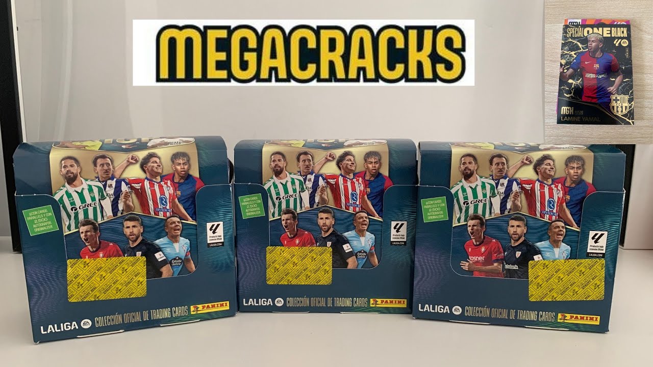 CAJA DE 50 SOBRES PANINI MEGACRACKS 25/26 | ¿MERECE LA PENA? ¿RATIOS? LEYENDAS... LAMINE YAMAL..💣💥