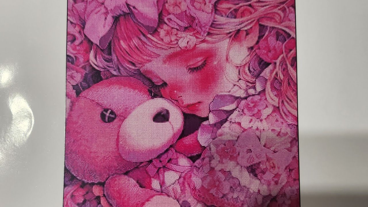Petite fille et son ourson  @minimeuhpetitescroix Jennifer #paintingfairycrossstitch #crossstitch 