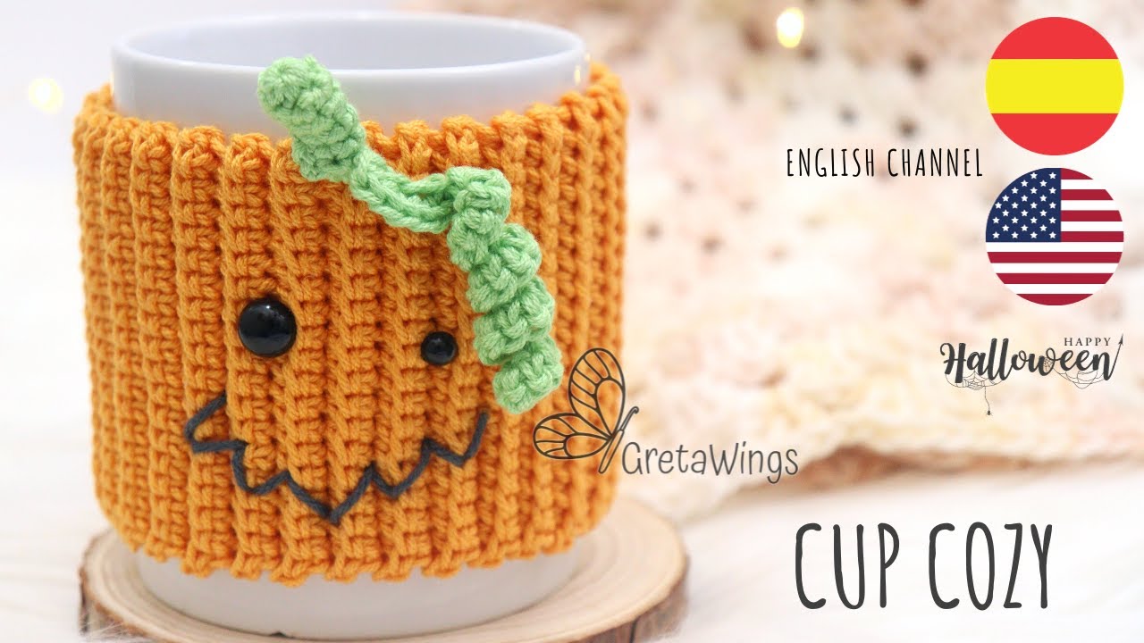 CROCHET PUMPKIN COVERS Decorate your tea cup this Halloween! Sub 🇺🇸🇪🇸/ GretaWings