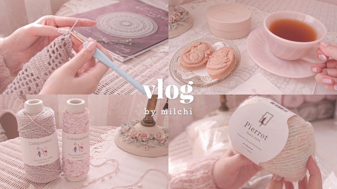 knitting vlog｜毛糸購入品紹介🧶編み物を楽しむ日常｜かぎ針編みでスワンモチーフを編む｜a day in my life｜SUB