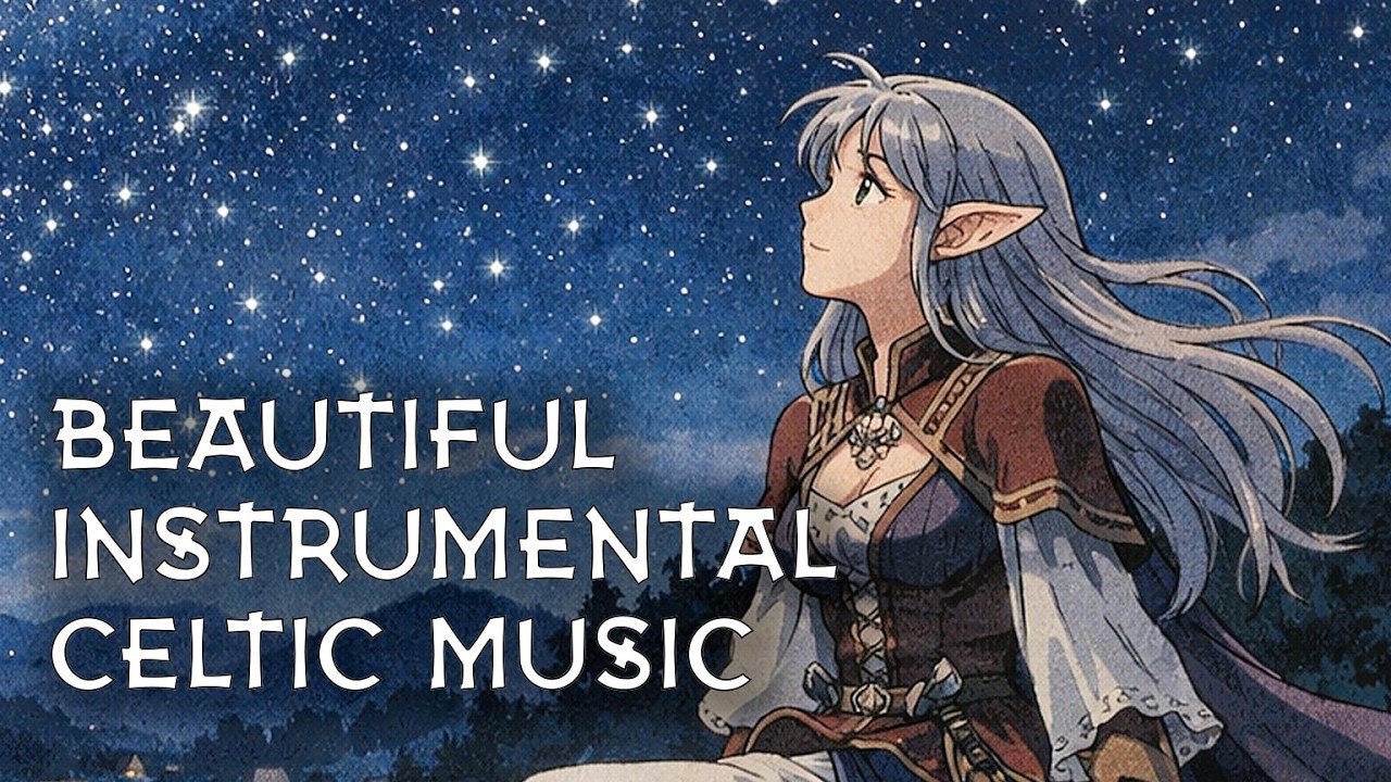 Celtic Music — Relaxing Flute & Guitar in a Fantasy World at Night. Medieval music for Work & Study