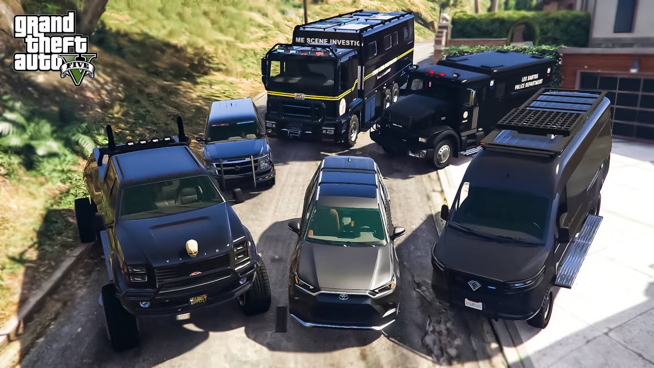 GTA V - Franklin Stealing Heavy SECRET SERVICE Vehicles in GTA V! | (GTA V roleplay)