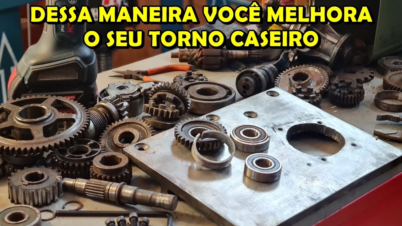 Como Fazer um Torno Caseiro Parte 71 - Caixa de Engrenagem Para Alívio do Carro Principal