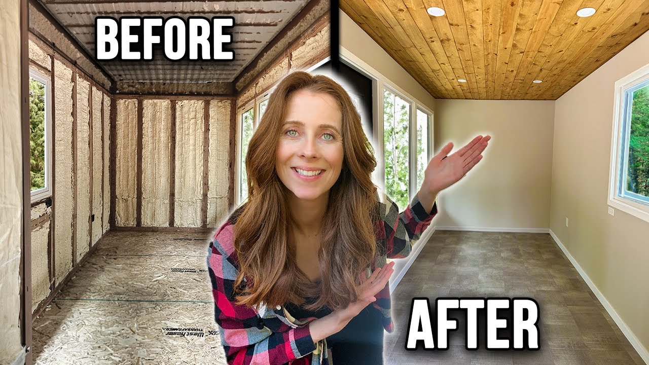 Interior TRANSFORMATION of a Shipping Container TINY HOME