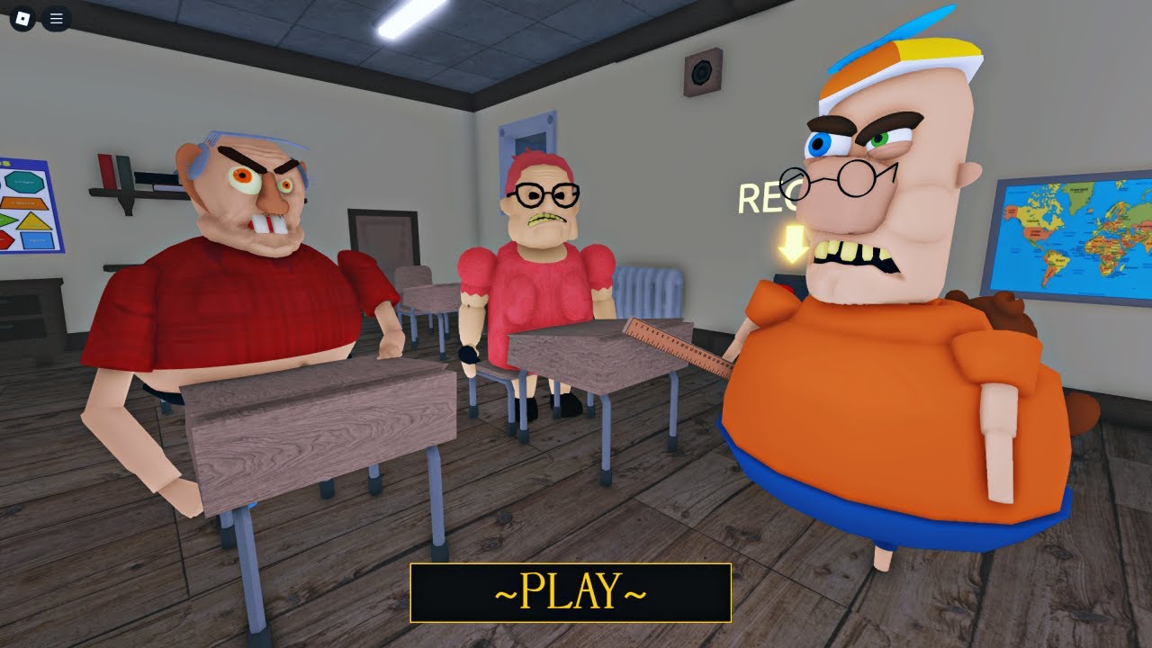 BARRA GRANNY and EVIL GRANDPA FELL ASLEEP IN THE EVIL'S GIRL DETENTION CLASS? SCARY OBBY