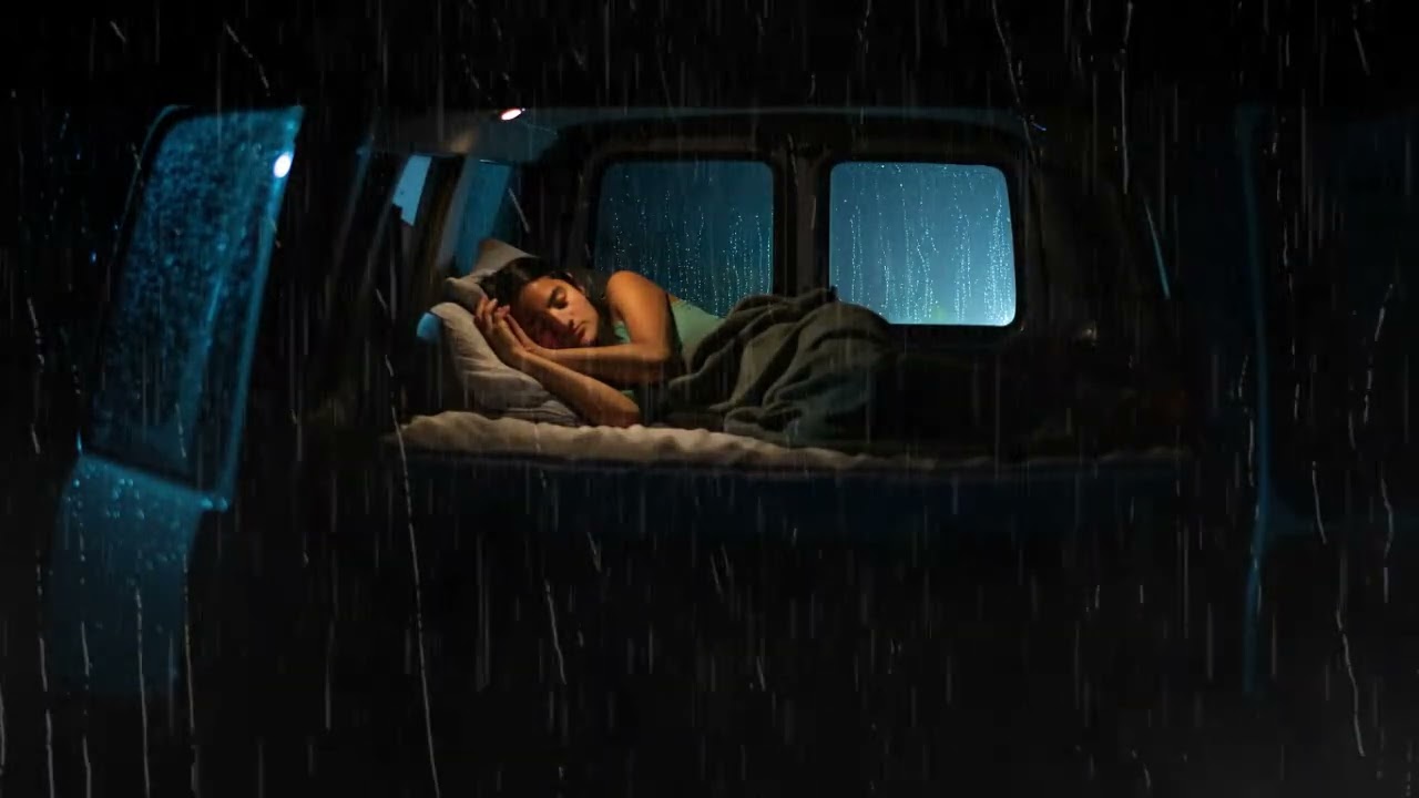 Insomnia Relief with Tranquil Rain sound for Sleeping : Cozy Car In Rainy Night Rain Sounds To Relax