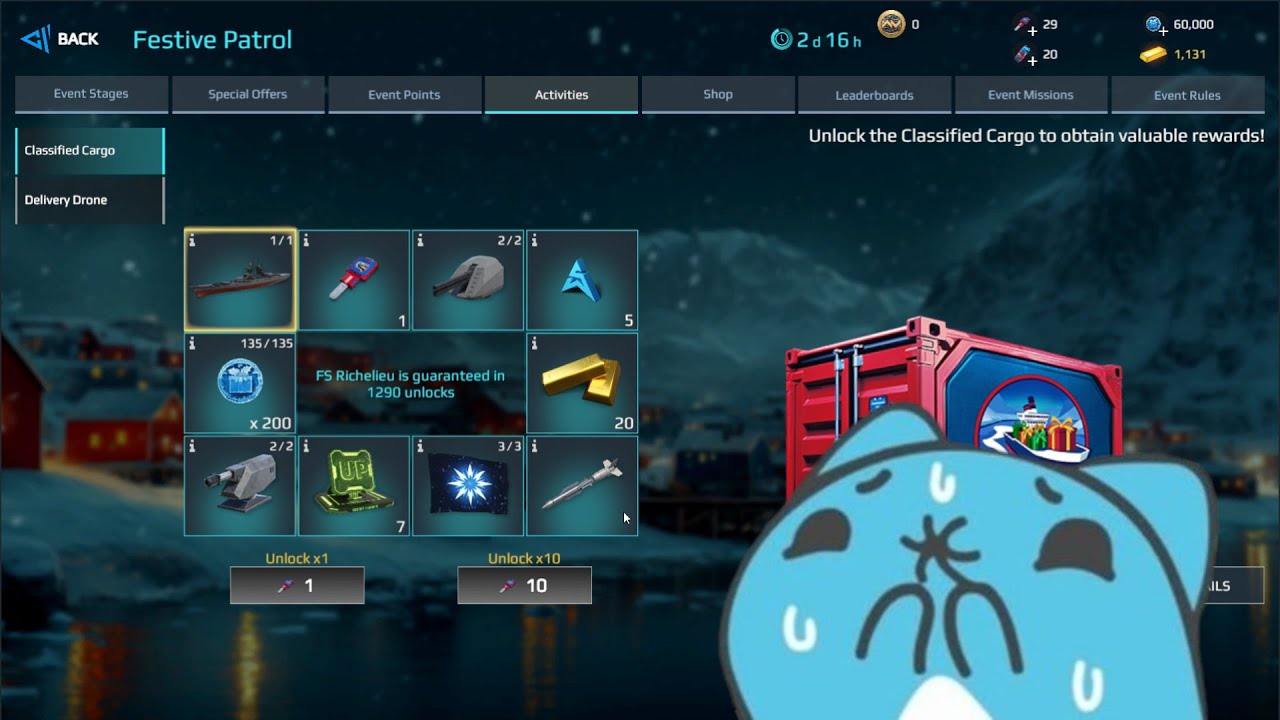 Modern warship Event spin Try Free Keys Festive Patrol event!! FS Richelieu?