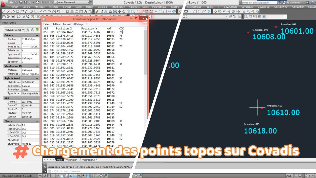 1) Export coordinates X,Y,Z from Autocad to TXT, Excel || Extraction des données vers fichier txt