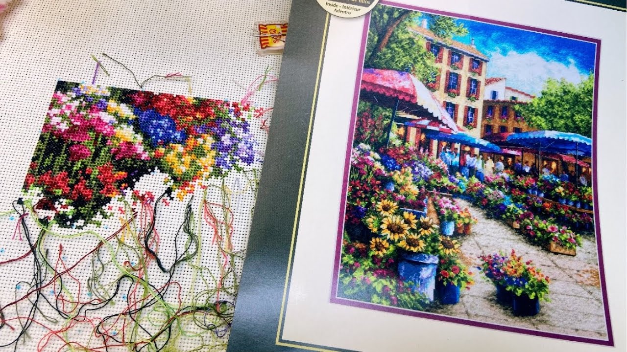 Stitch with me / Dimensions Gold kit/ Provence market 십자수 디멘션 프로방스 마켓 Cross stitch ASMR