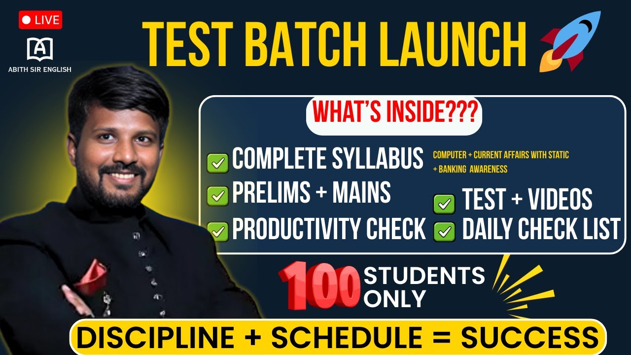 NEW TEST BATCH LAUNCH | FOR FY 2026 EXAMS | ONE STOP SOLUTION | BY ABITH SIR