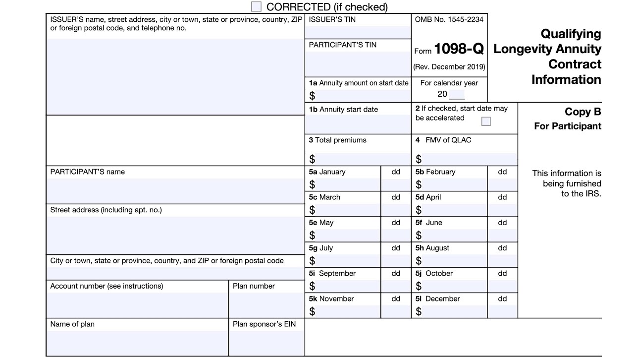 IRS Form 1098-Q walkthrough (Qualified Longevity Annuity Contract Information)