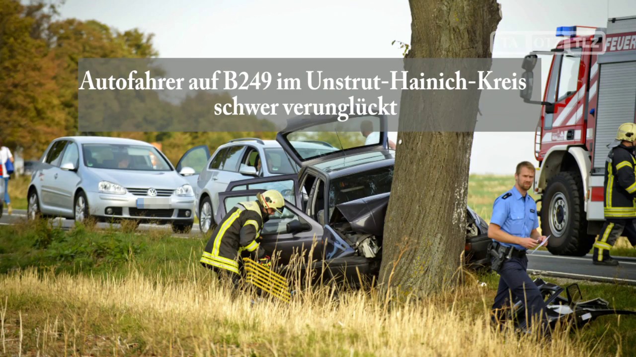 Autofahrer auf B247 im Unstrut-Hainich-Kreis schwer verunglückt