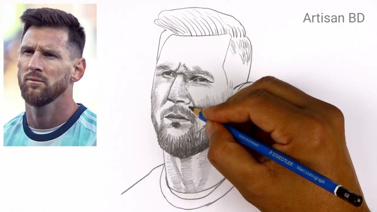 How to draw Messi step by step | Easy Pencil Sketch