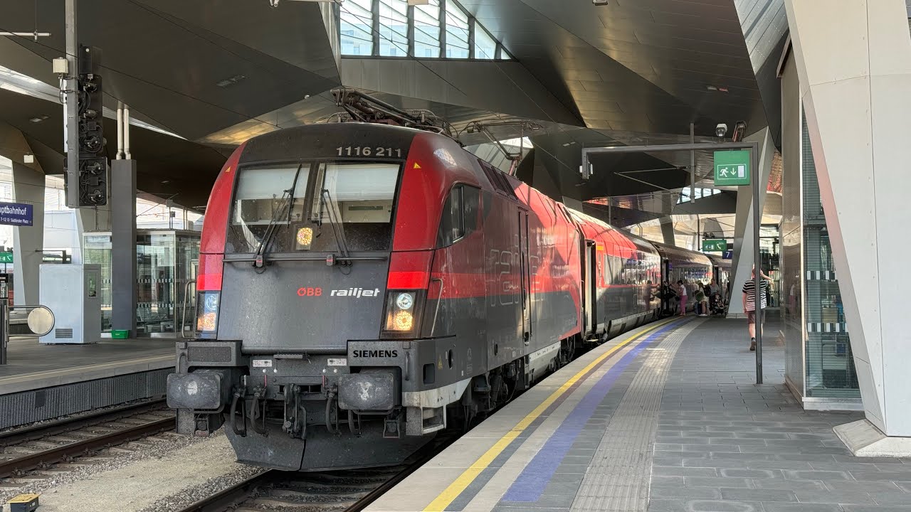 Abfahrt &Ouml;BB RJ 12062 Budapest-Keleti - Salzburg Hbf in Wien Hbf (15.08.2024, 4K HDR)