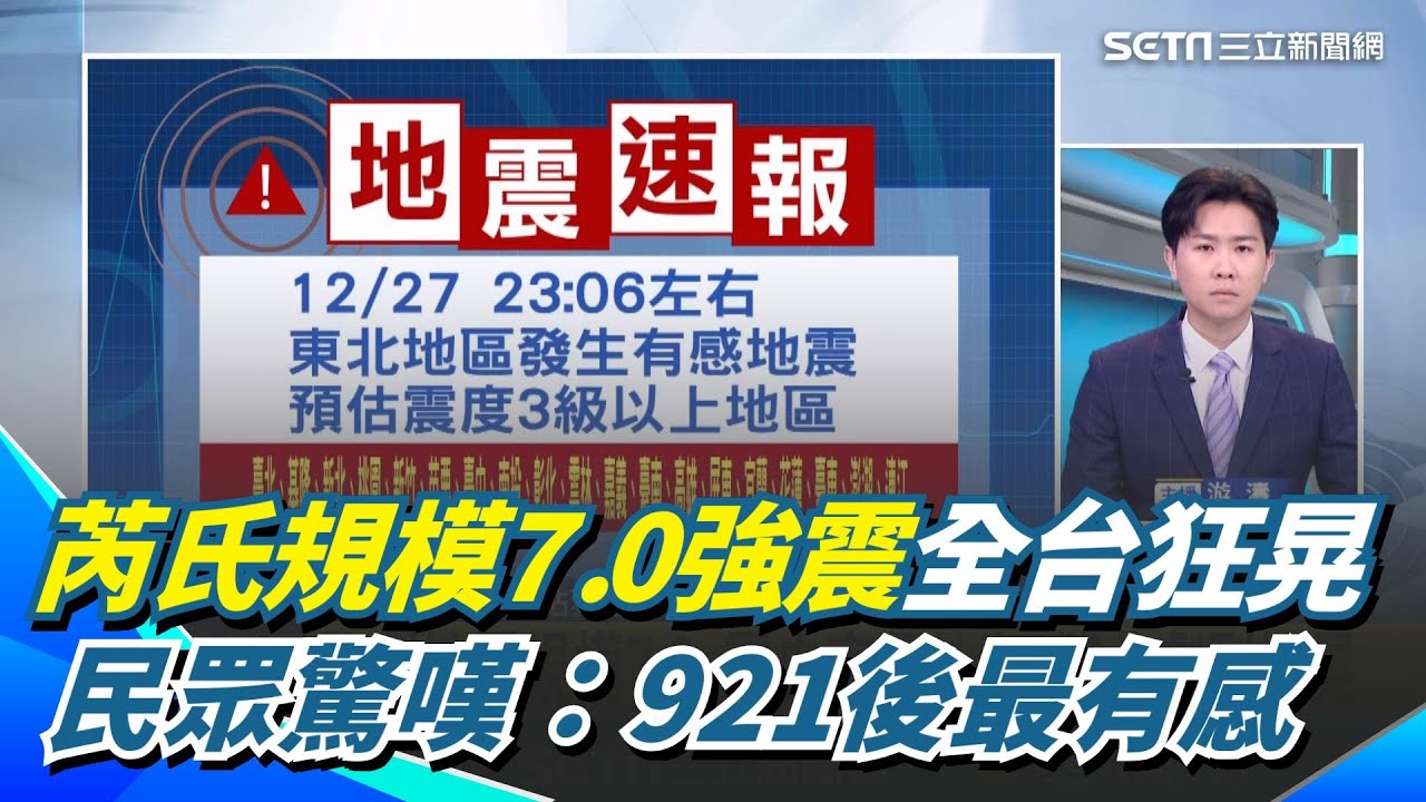 芮氏規模7.0強震全台有感！震央位於宜蘭外海劇烈搖晃 民眾驚嘆：921後最有感｜三立新聞網 SETN.com