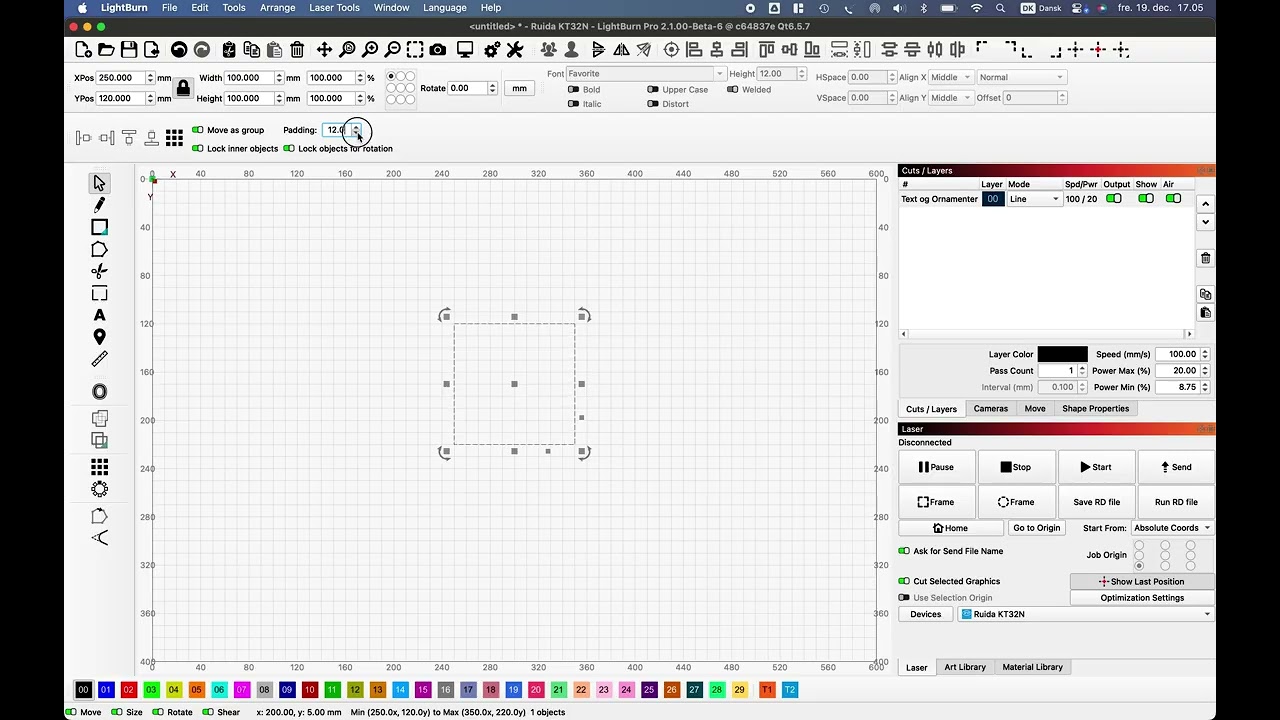 LightBurn Beta 6 - The Docking Tool does not work as it should.