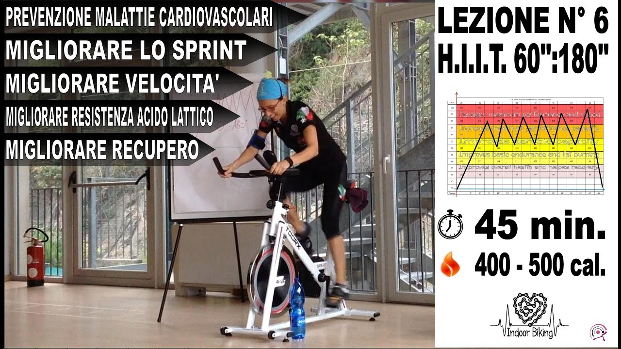 Lezione Spinning - indoor cycling allenamento HIIT 60'': 180'' Lez. n. 6