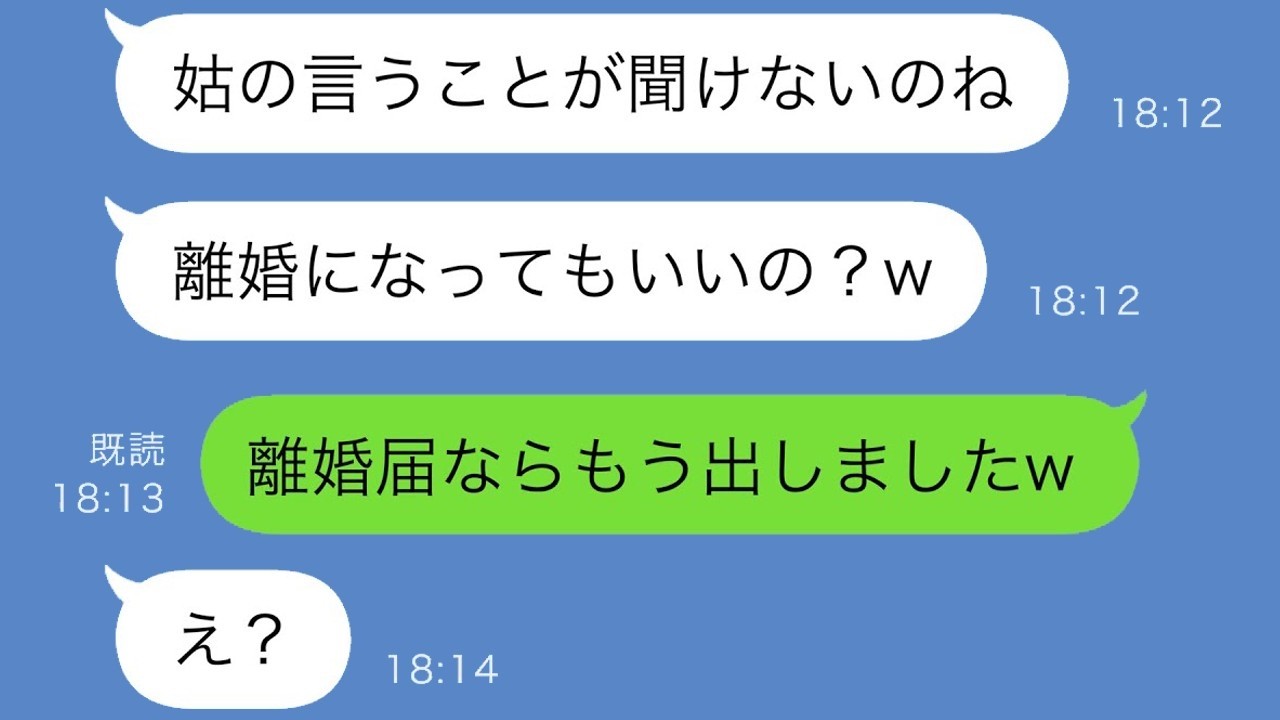 嫁を奴隷扱いする姑「私の言うことを聞けないなら離婚するからねw」→離婚届はすでに提出したと伝えると…ｗ