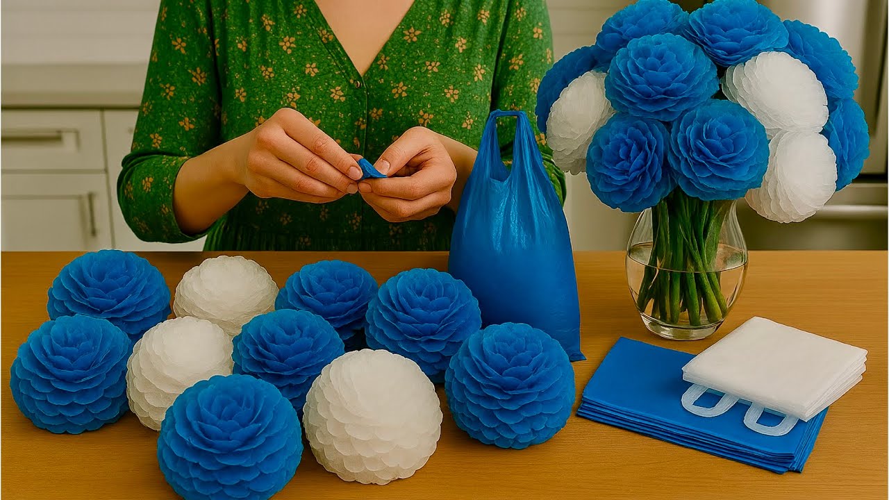 Turn plastic bags into real flowers - Easy DIY home decor