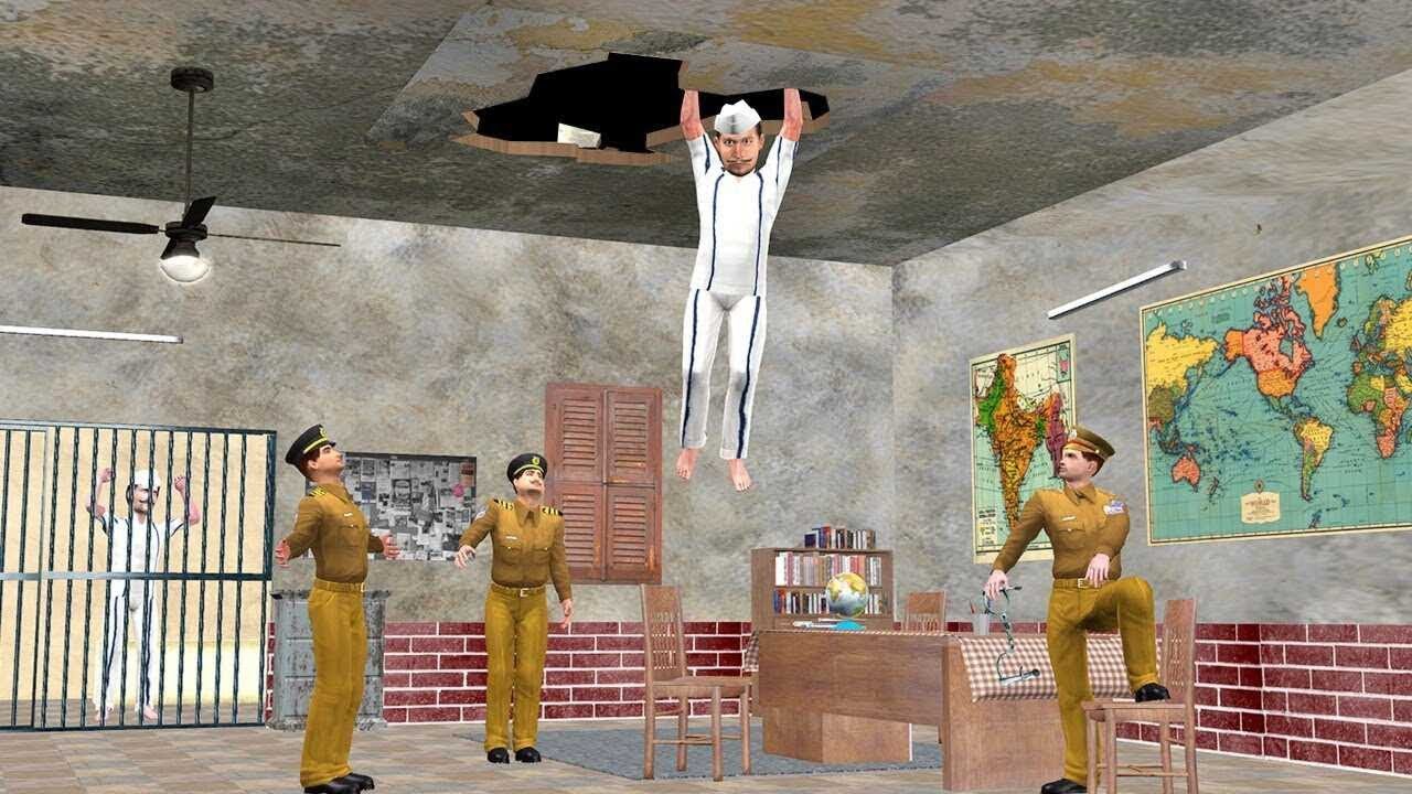 Jail se chor bhag raha hai aur police usko pakad raha hai #gaming #cartoon #funnychor 