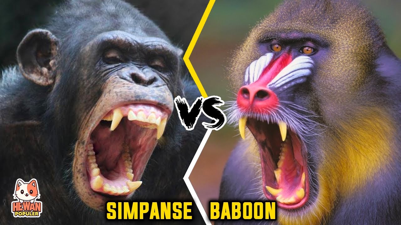 Ketika Anak Simpanse di Ganggu Baboon Apa Yang Terjadi.? Pertarungan Keluarga KERA VS MONYET