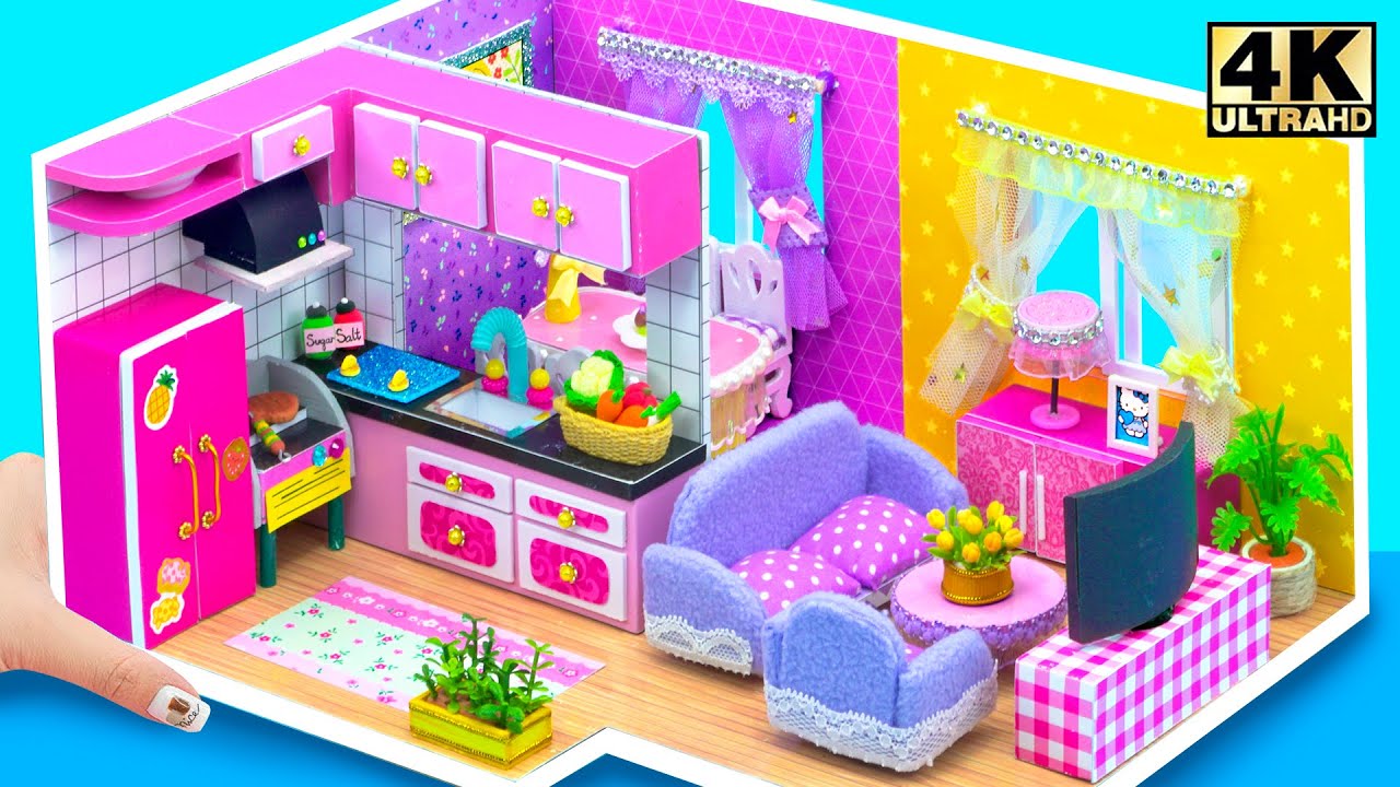 Diy Miniature Cardboard House # 121 ❤️ How To Make Simplest Kitchen and Living Room for a Family