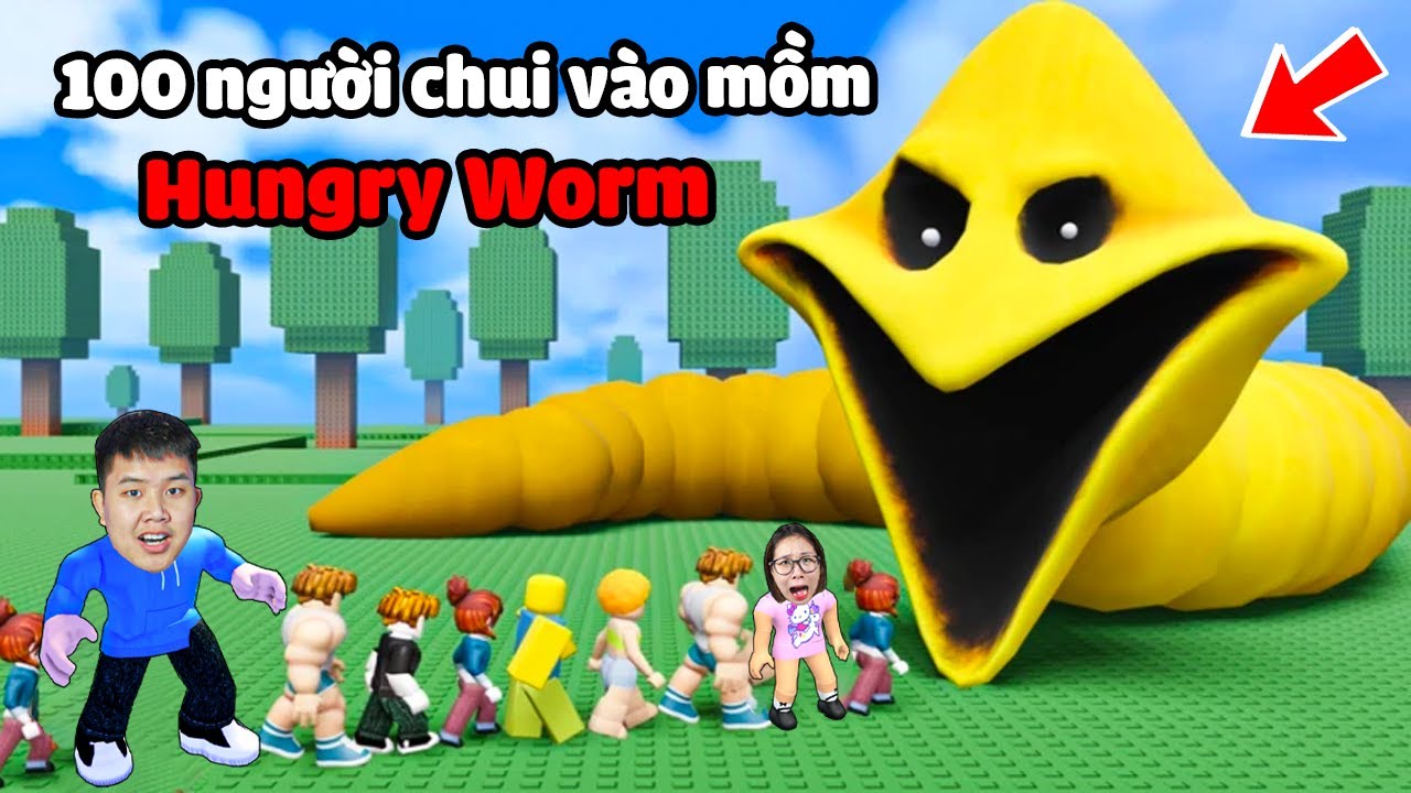 100 người leo thang rồi chui vào mồm Hungry Worm xem có gì bên trong cùng bqThanh và Ốc