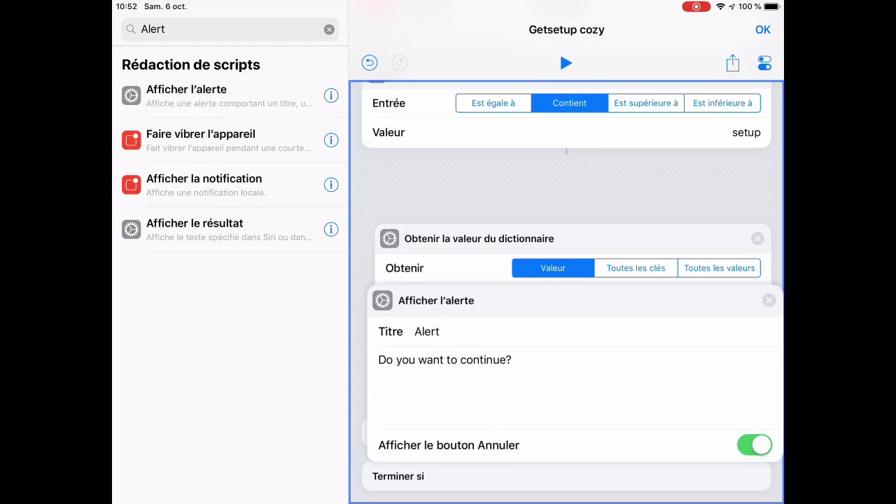 Cozytouch 2 - Lecture setup cozytouch depuis Raccourcis iOS