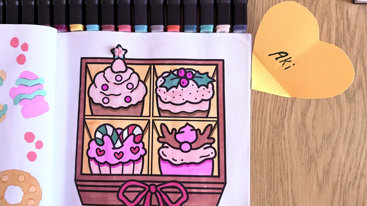 Relaxing Coloring ASMR 🎨 Tasty Sweets with Markers | Coloring with Aki
