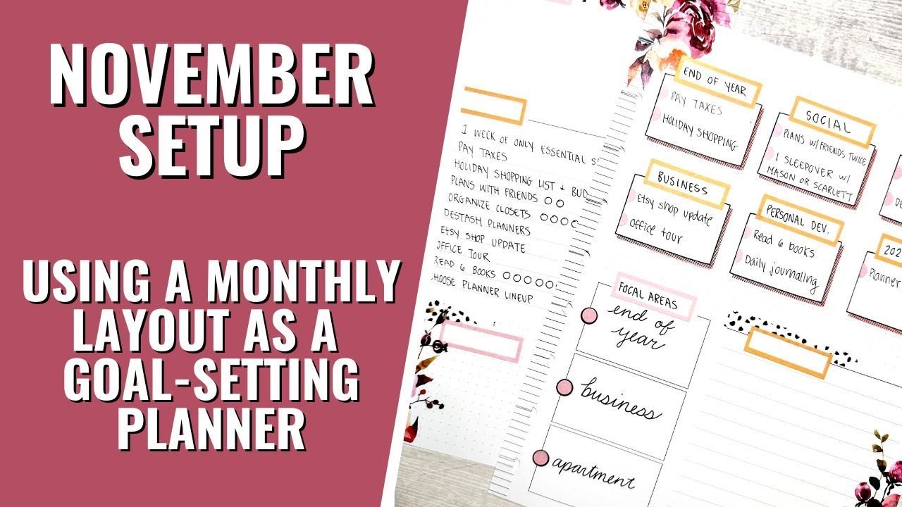 GOAL PLANNING FOR NOVEMBER | MONTHLY LAYOUT