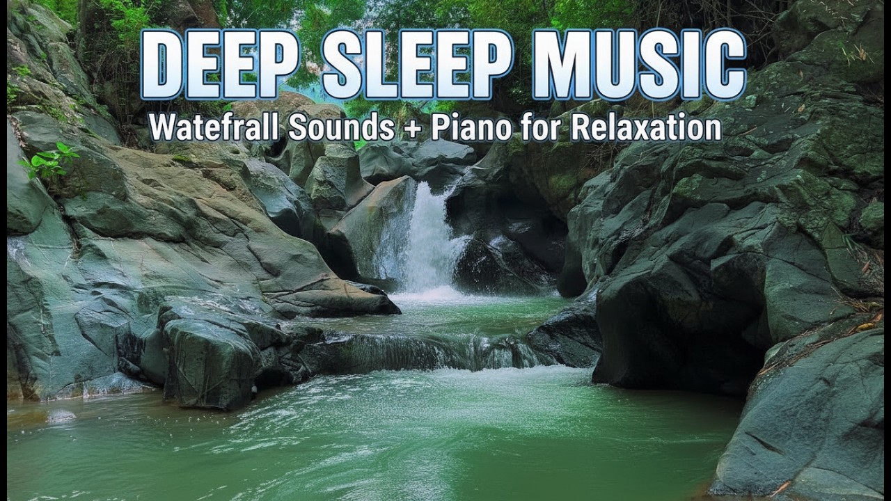 Calm Waterfall and Emotional Piano Music for Deep Sleep, Meditation, Focus and Anxiety Healing