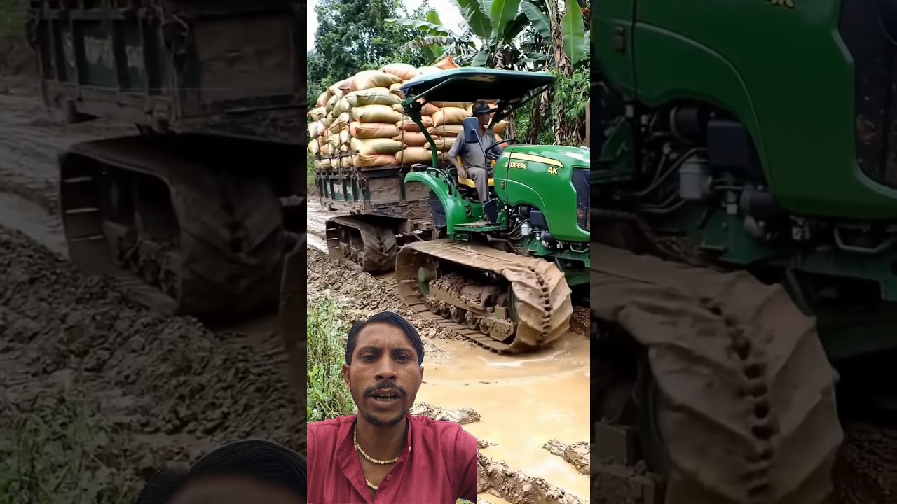 John Deere 4K tractor loading trolley ko Lekar Jata hua #farming #johndeere #tractor #viralvideo