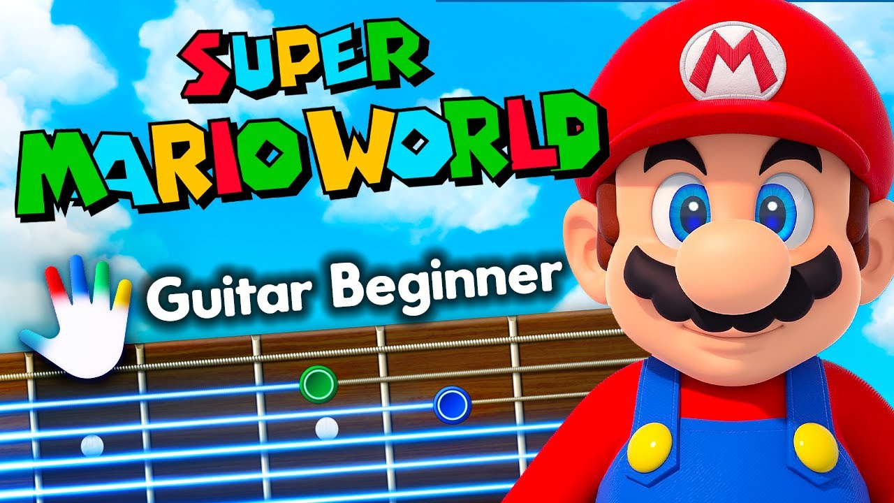 Mario World Theme Guitar Lessons for Beginners Nintendo Tutorial | Easy Chords + Backing Track
