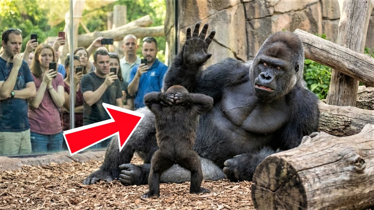 Baby Gorilla Acts Up in Front of a Crowd. What Dad Does Next Surprises Everyone | animal stories