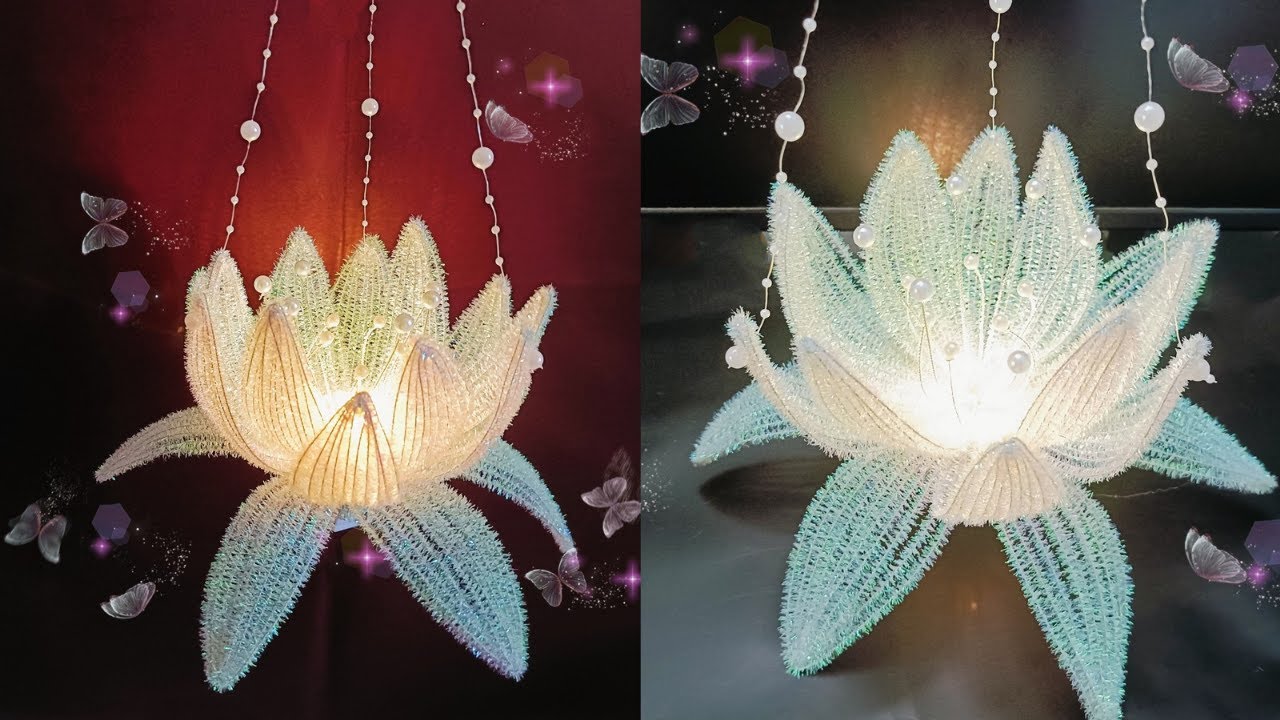 Lotus Flower - How to make lotus lantern with pipe cleaner - KESA DIY
