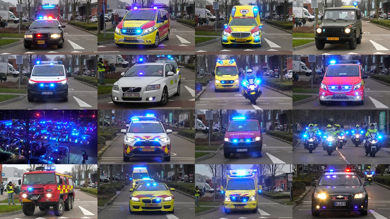 Blue Light Ride 2024 | Vele hulpdienstvoertuigen uit de VS, Engeland, Duitsland & België met spoed