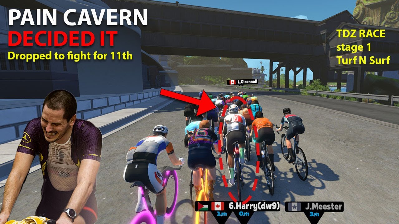 СБРОСИЛСЯ на трассе Pain Caver | Тур де Zwift 2025 - 1-й этап гонки | Turf N Surf