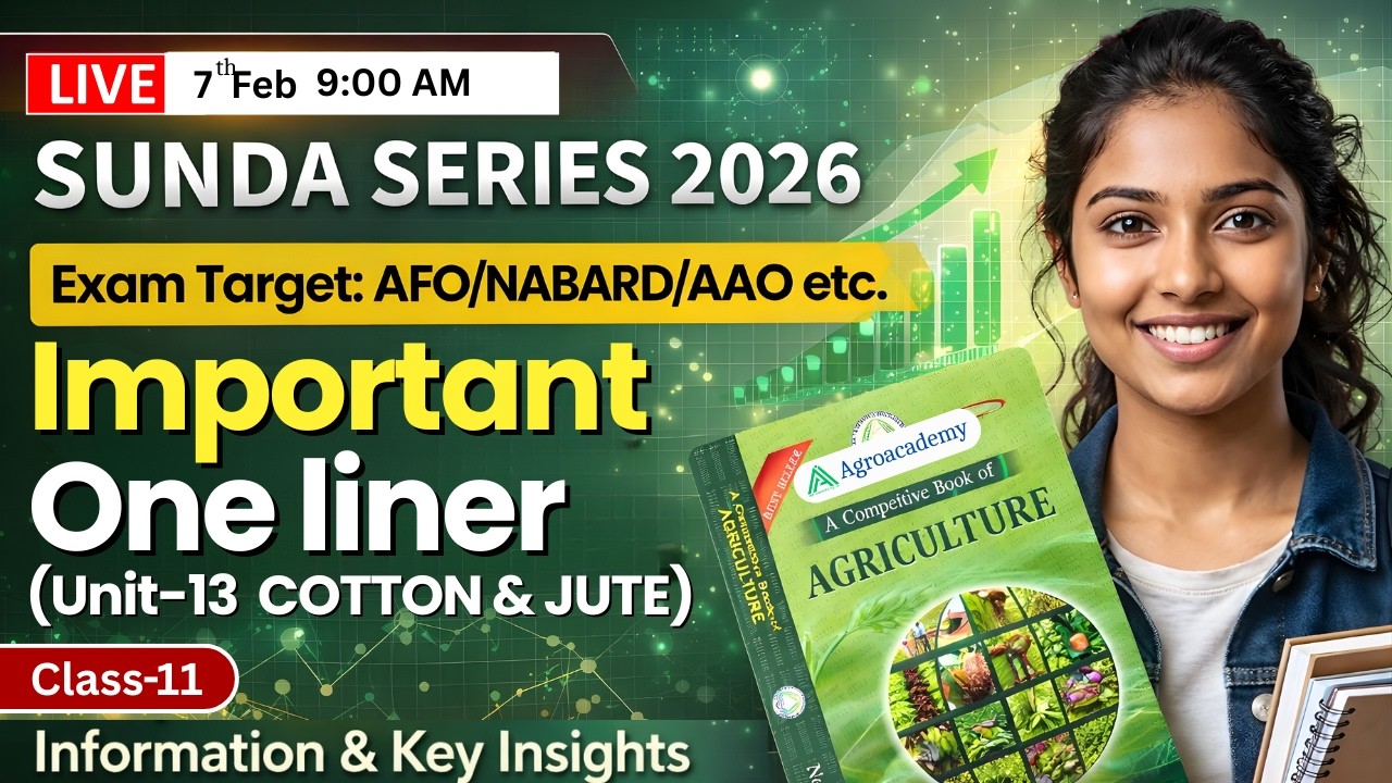 Sunda Series Class-11 | Unit-13 (COTTON & JUTE) Important One liner | AFO| AAO | ADO | MP REO