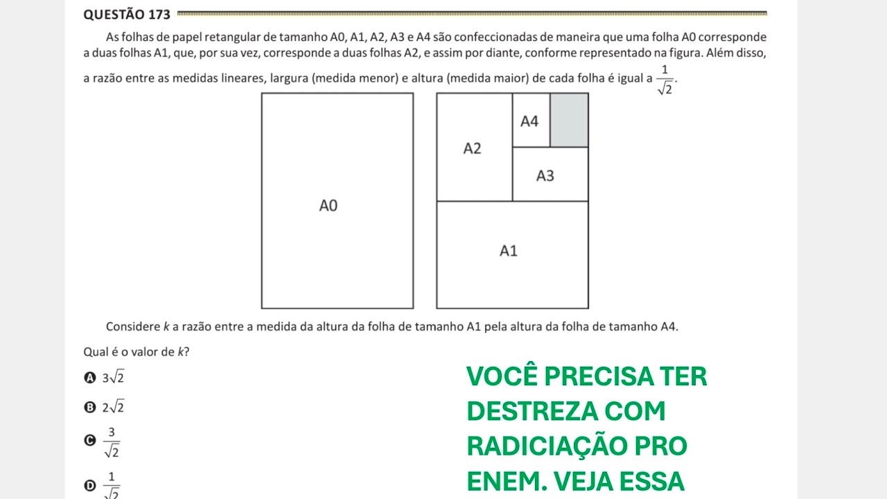 ENEM PPL 2025 Reaplicação - Questão 173 (Caderno Amarelo) - As folhas de papel retangular de tamanho