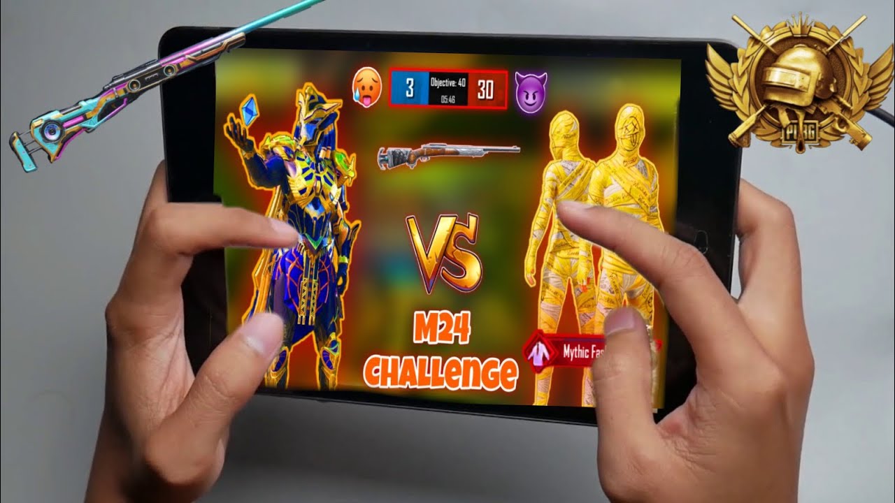 OMG😱 2 Pro Player Challenge Me M24🔥 | iPad Mini 5 PUBG 5 Finger + Gyro Handcam-ipad Mini 5 Test