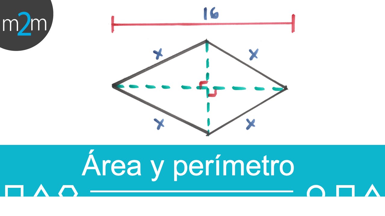 Área y perímetro de un rombo │ dadas sus diagonales