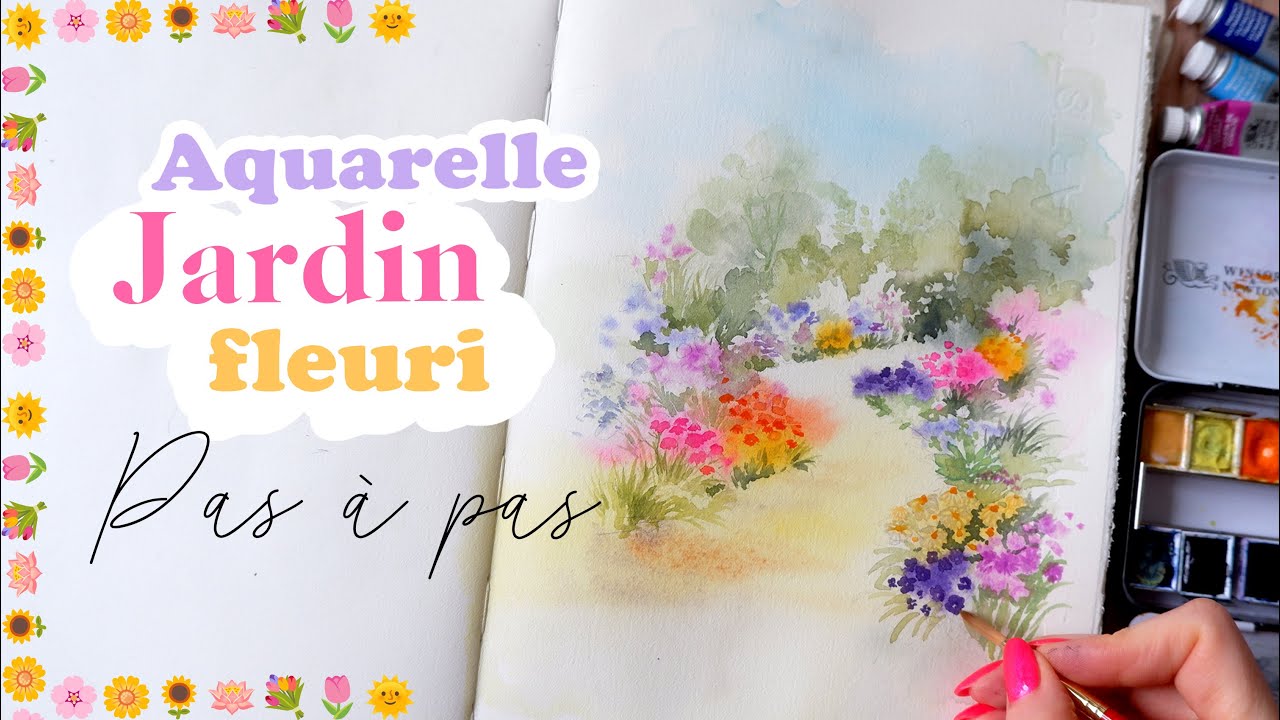 Tuto aquarelle : Jardin fleuri 🌈🌻🪷🌞