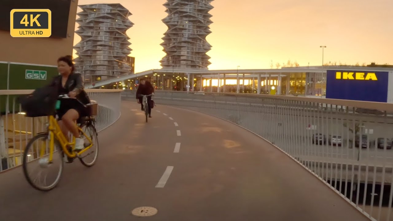 ⁴ᴷ Copenhagen, Denmark: New IKEA/Suspended bike path/Sydhavn canals.