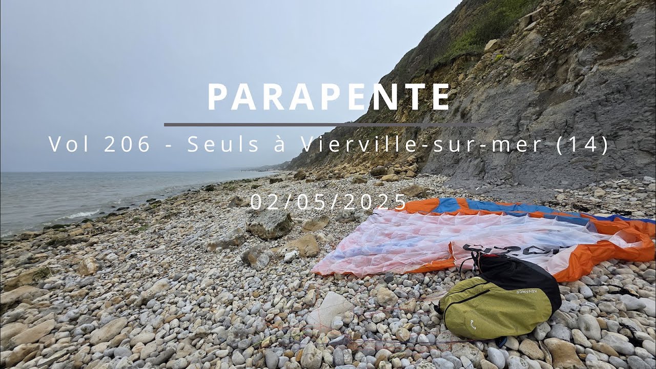 Parapente - Seuls &agrave; Vierville-sur-Mer (14) - Atterrissage improvis&eacute;