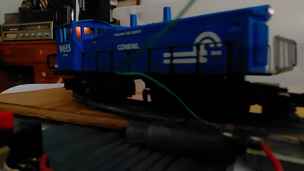 02/19/26 Ran a 3 car Conrail engine freight train in slow motion on my small bed layout.LOL
