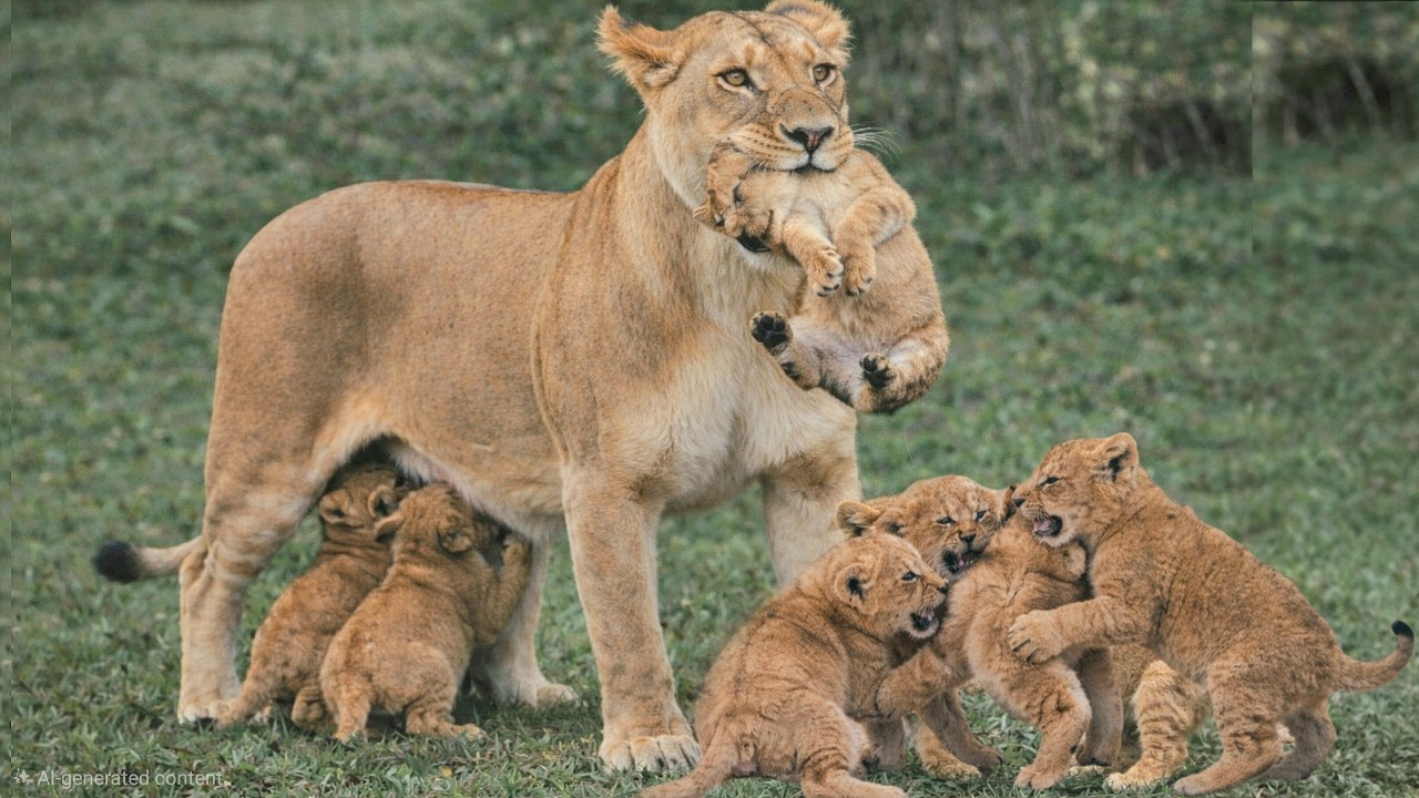 A Worried Mother Lioness with Her Newborn Cubs Can She Keep Them Safe? | Travins World