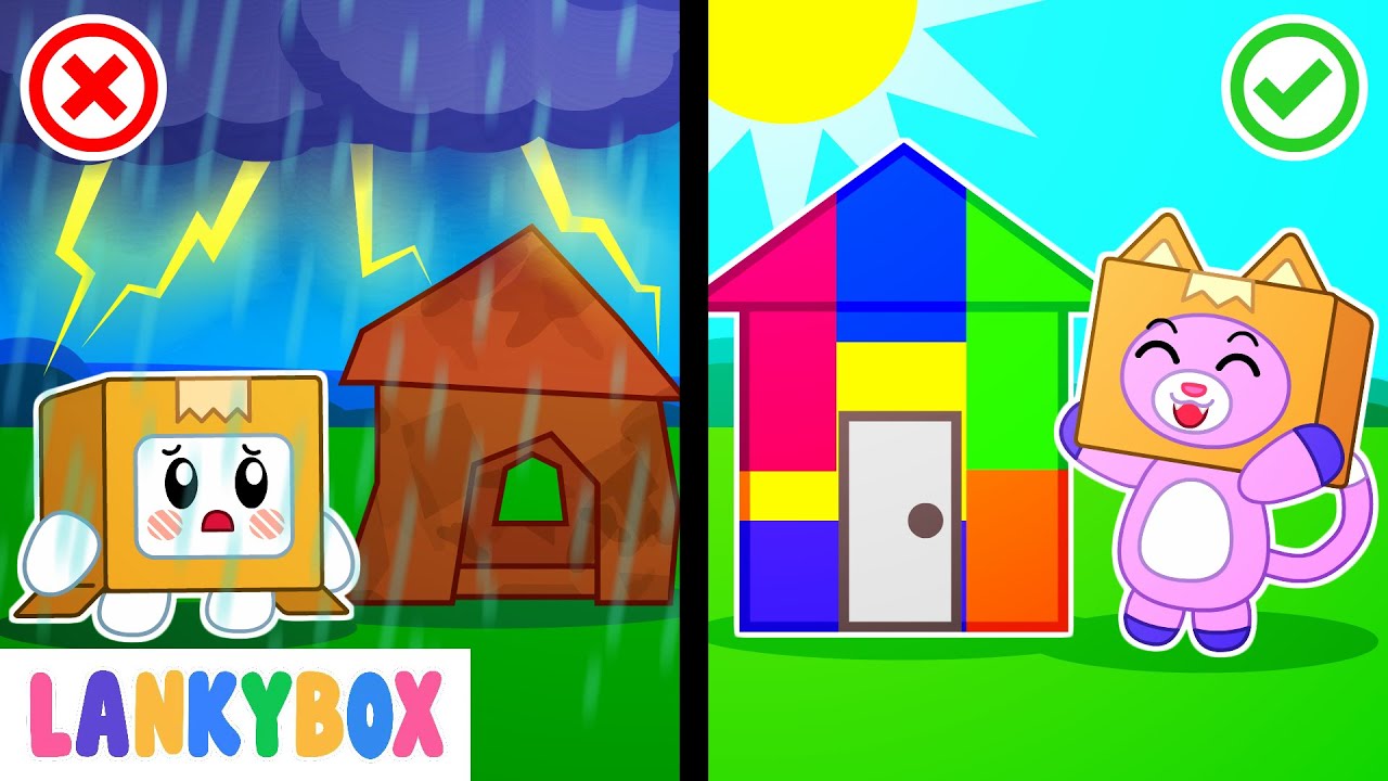 LankyBox Makes DIY Colorful Playhouse! - Funny Stories for Kids | LankyBox Channel