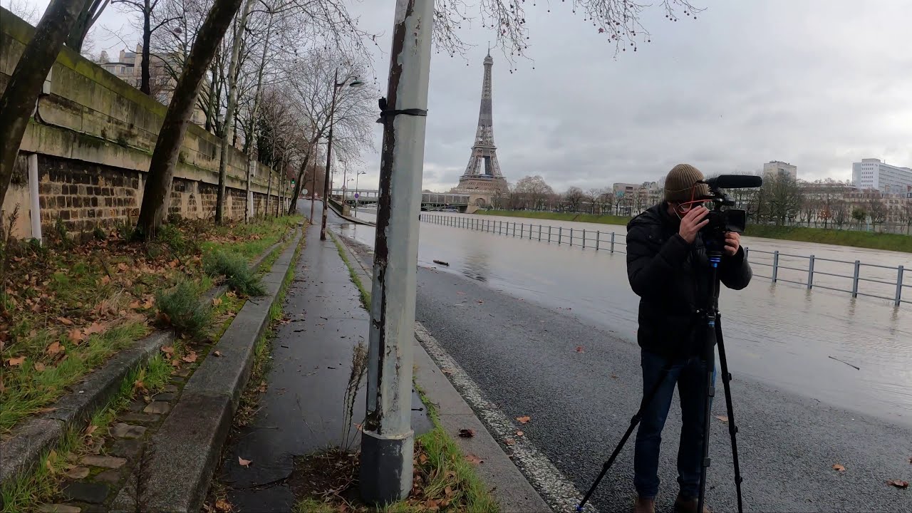 [4K] WALKING IN RIVER SEINE PARIS WITH HIGH WATER LEVEL